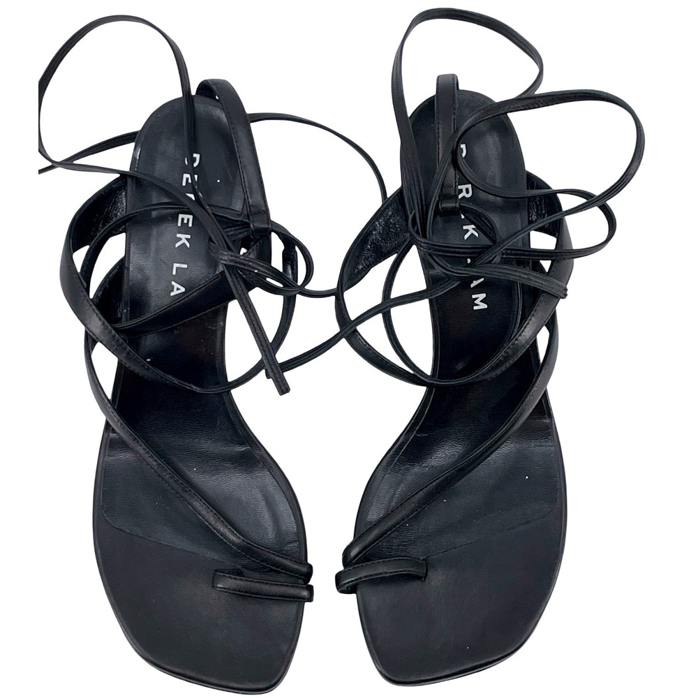 Derek Lam Women Sandals Lace Up Kitten Heel Black Leather 40.5